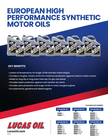 Lucas Synthetic 10W-40 High Performance European Motor Oil - 1 L